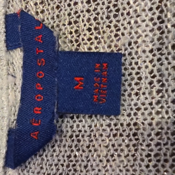 🤑 Aeropostale Light Blue Shimmer Cold Shoulder Top. Size Medium 🤑 - Picture 2 of 3